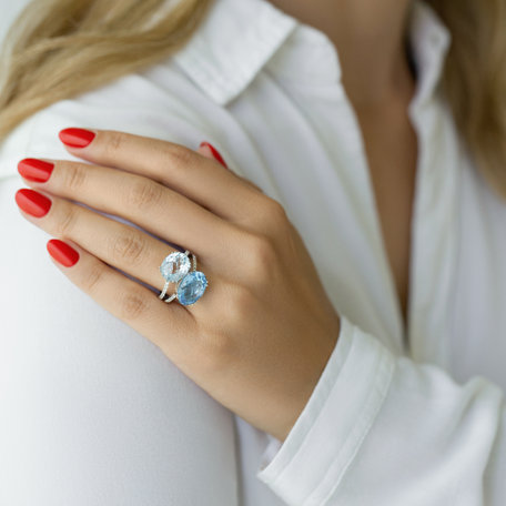 Diamond ring with Quartz and Citrine De dragon