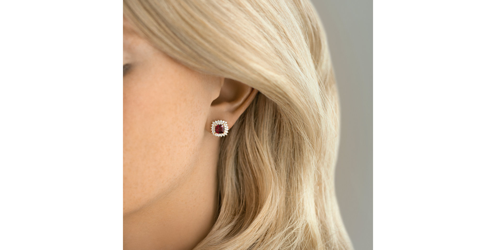 Diamond earrings with Rhodolite Midnight Empire