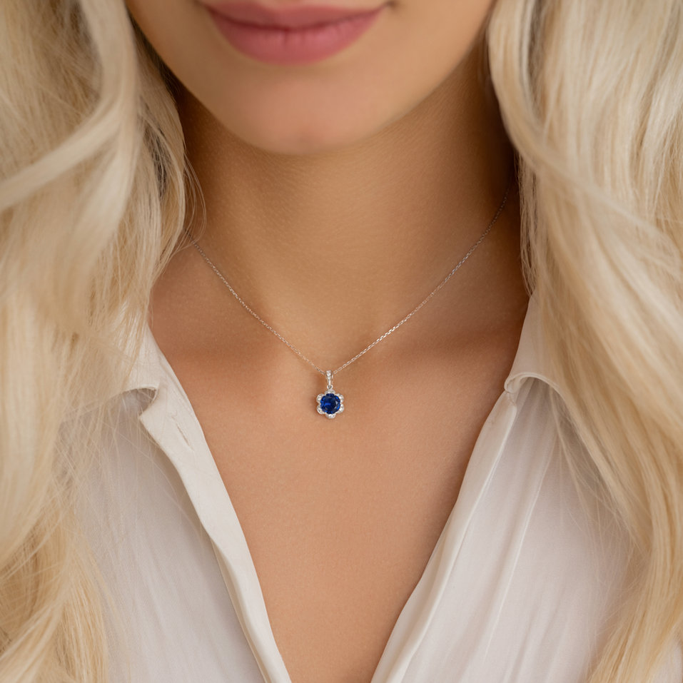 Diamond pendant with Sapphire Floral Dreams
