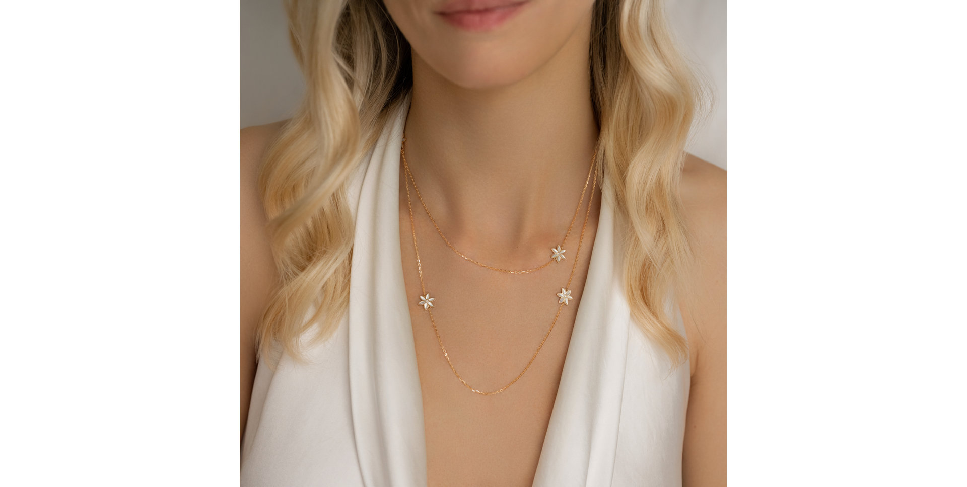 Diamond neckalce with Pearl Floral Symphony