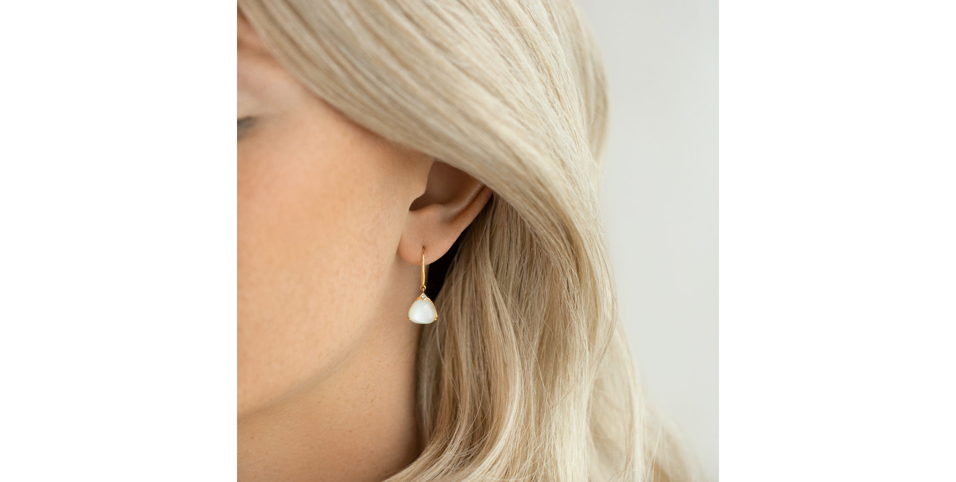 Diamond earrings with Moonstone Rising Labyrinth