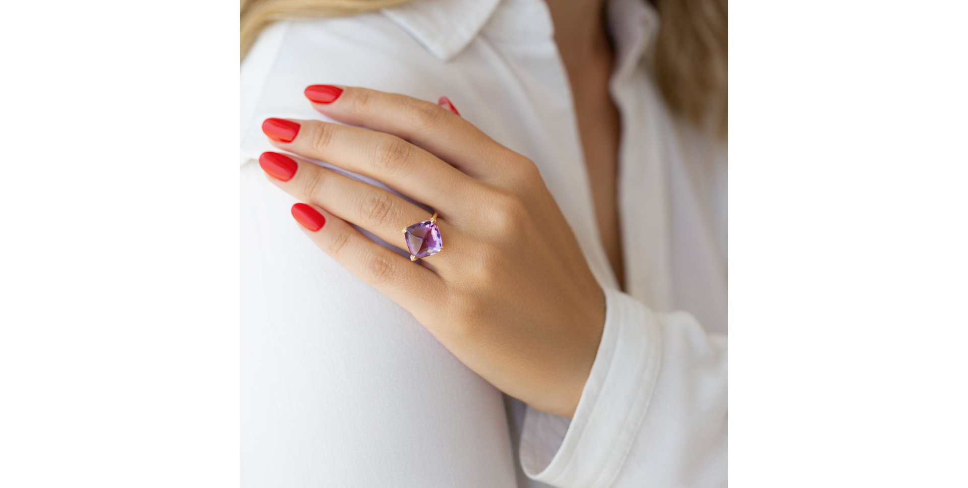 Diamond ring with Amethyst Pharaon Gem