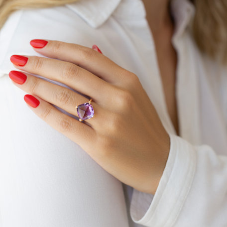 Diamond ring with Amethyst Pharaon Gem