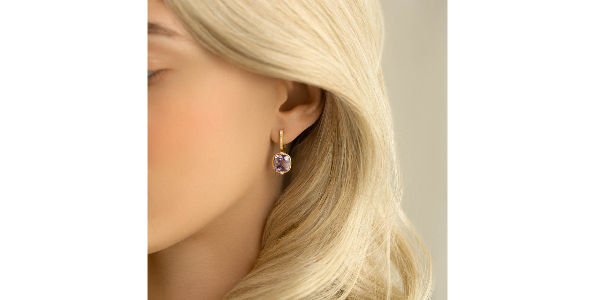 Diamond earrings with Amethyst Alluring Ladyship