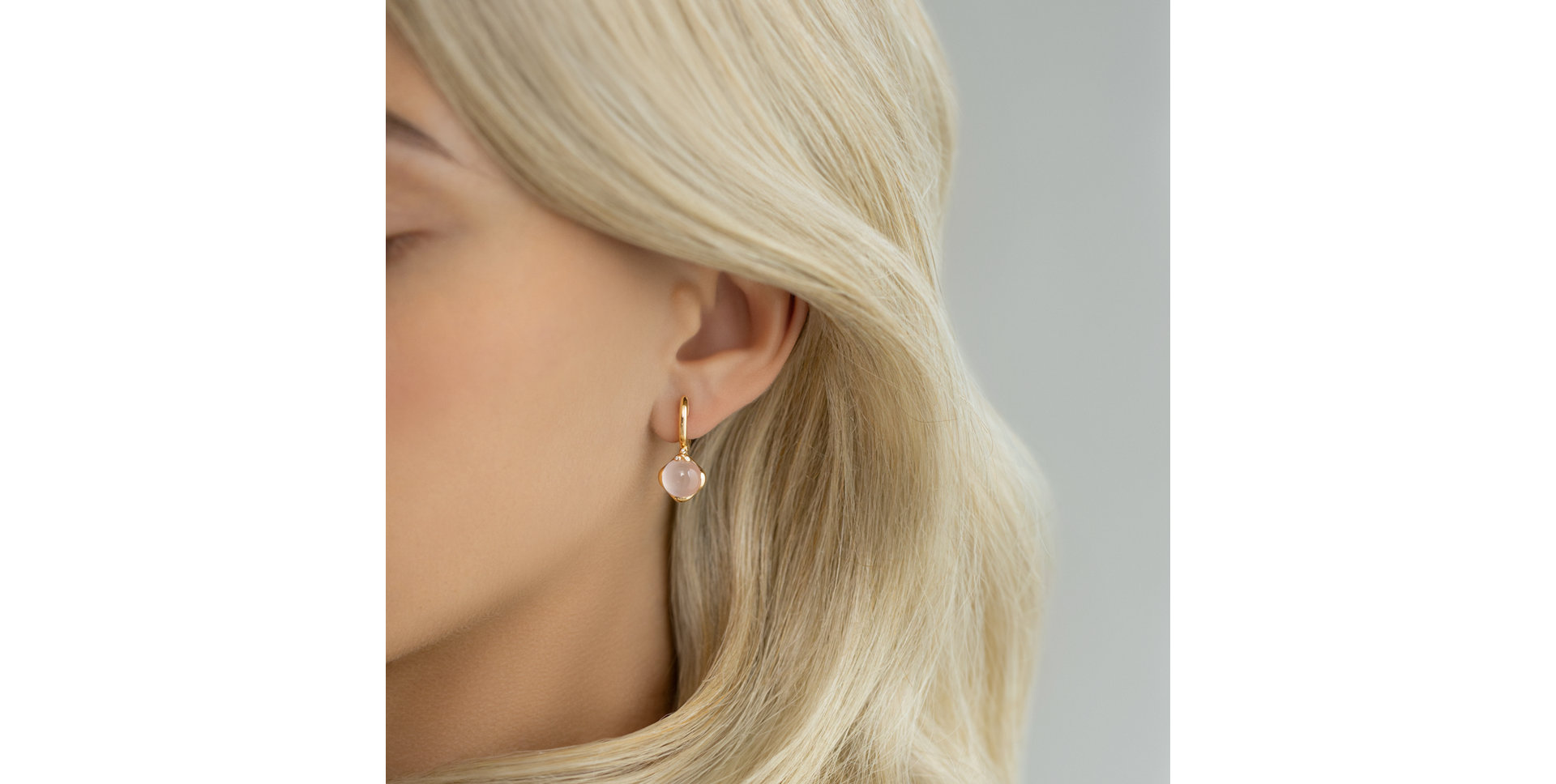 Diamond earrings with Rose Quartz Rising Andromeda