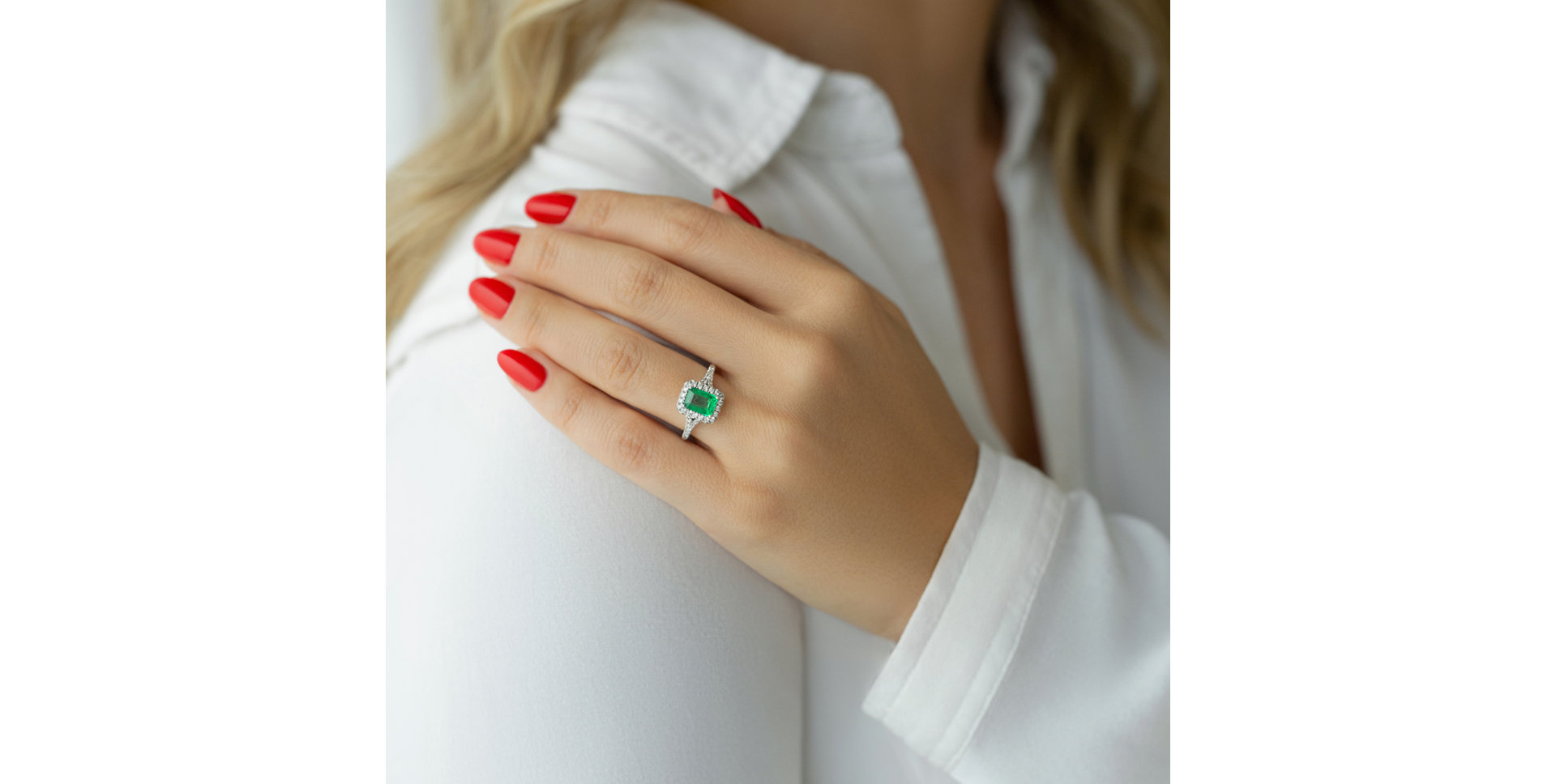 Diamond ring with Emerald Fantasy Gem