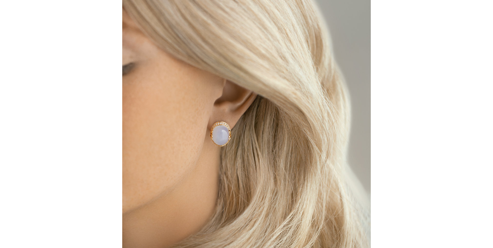 Diamond earrings with Chalcedony Mystique