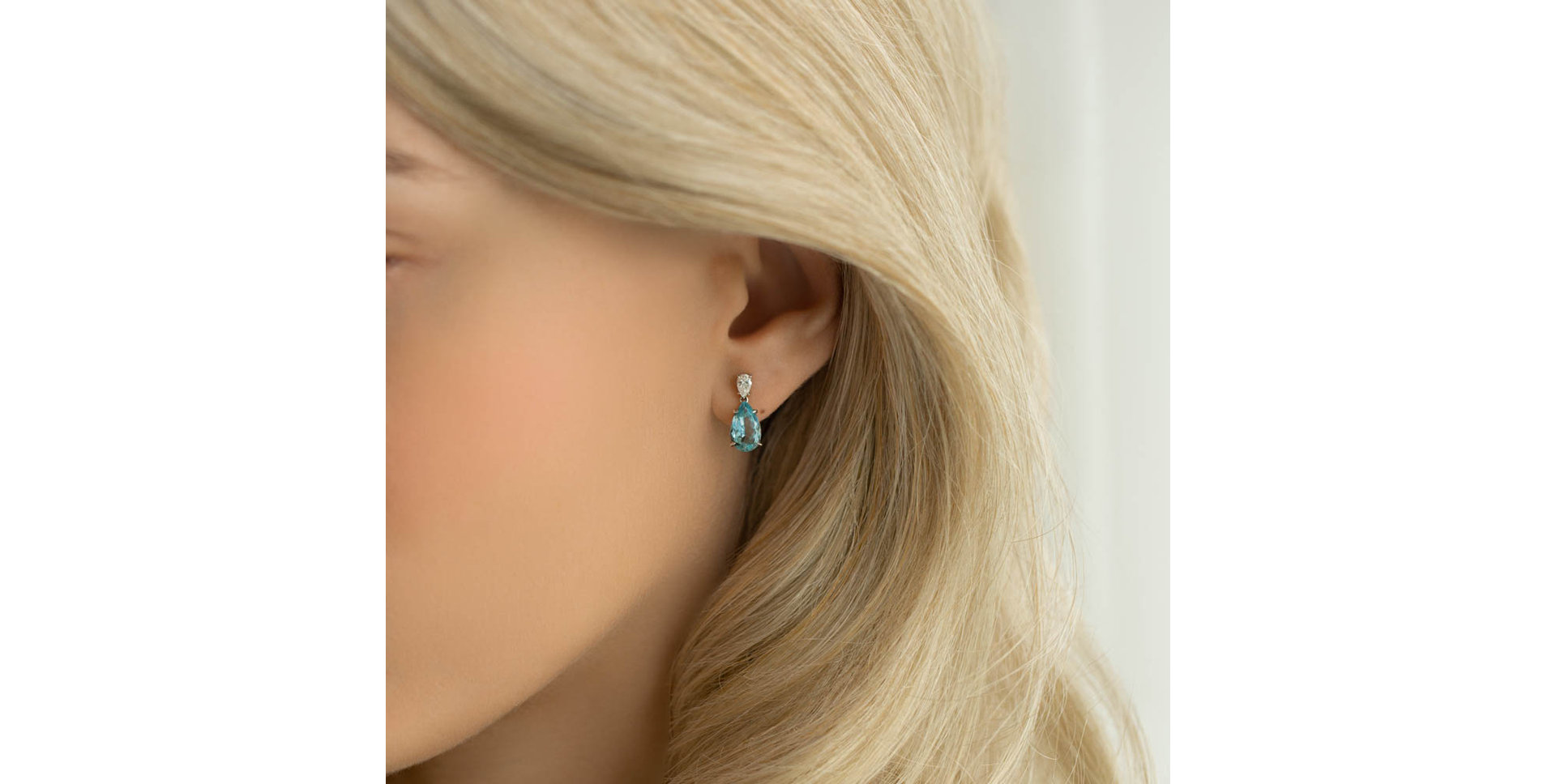 Diamond earrings with Aquamarine Fairytale Tears