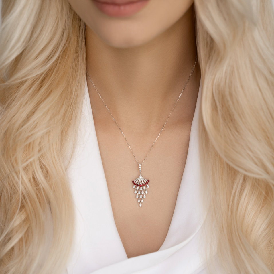 Diamond pendant with Ruby Royal Mesh