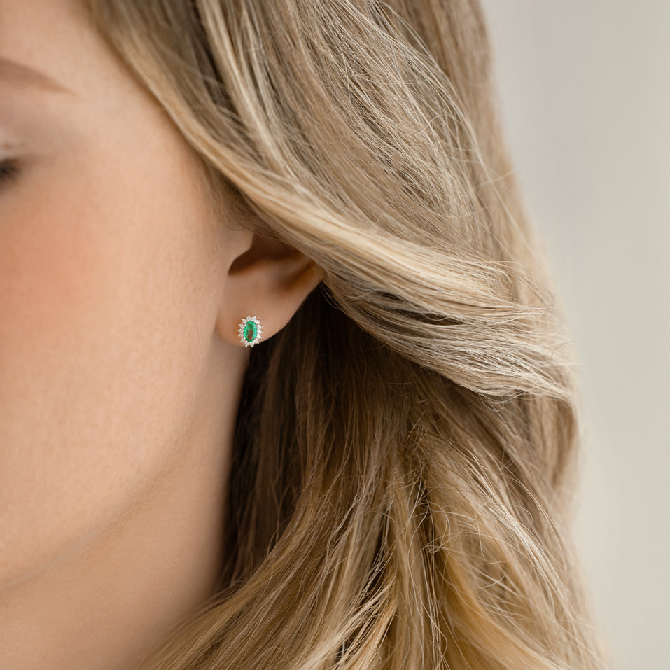 Diamond earrings with Emerald Princess