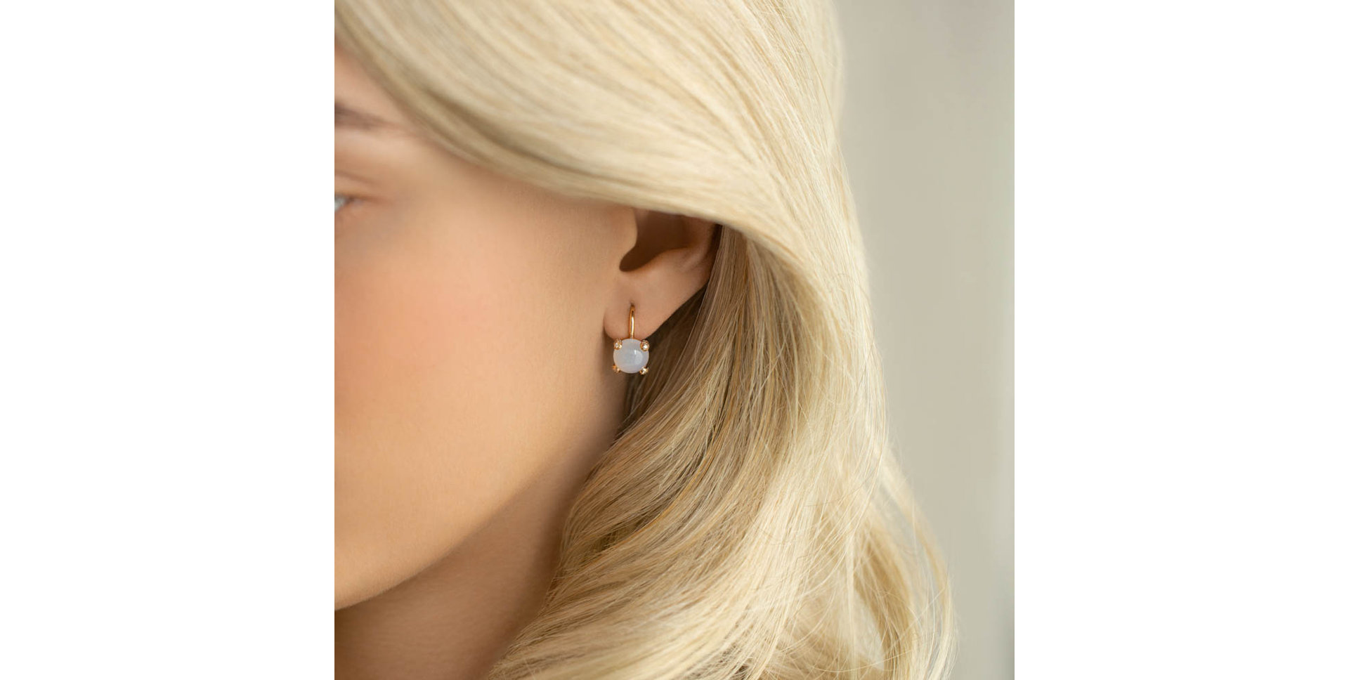 Diamond earrings with Chalcedony Royal Drops