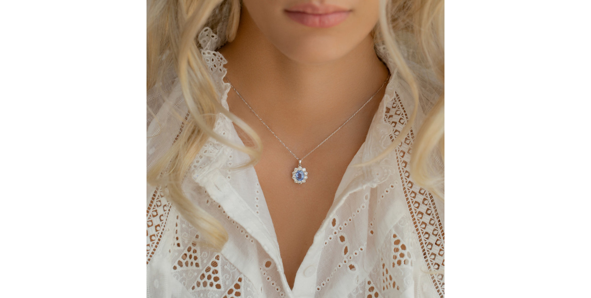 Diamond pendant with Tanzanite Princess