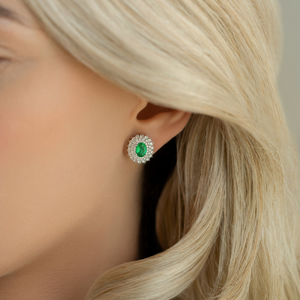 Diamond earrings with Emerald Royal Sparkle