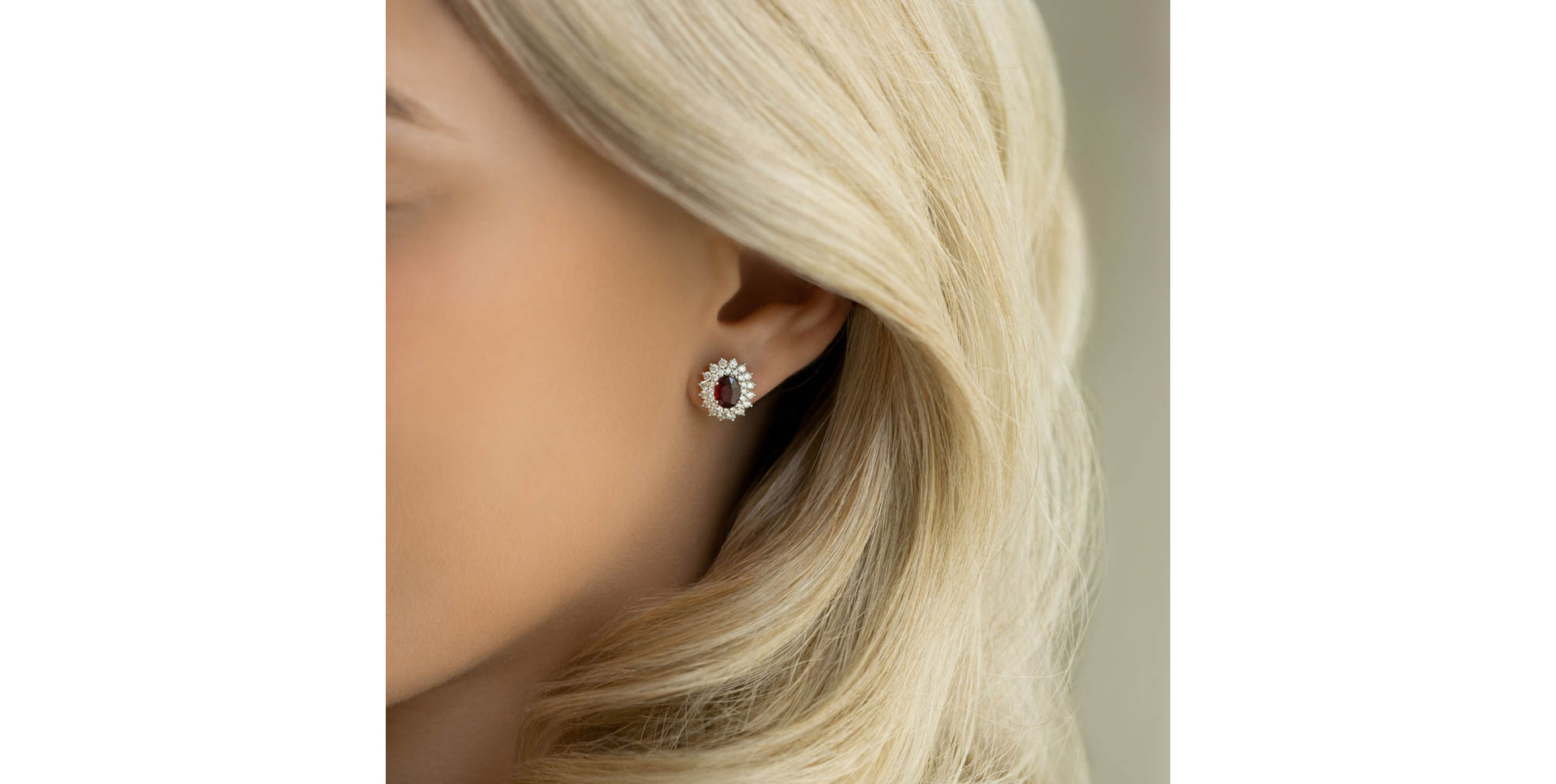 Diamond earrings with Ruby Princess Hope