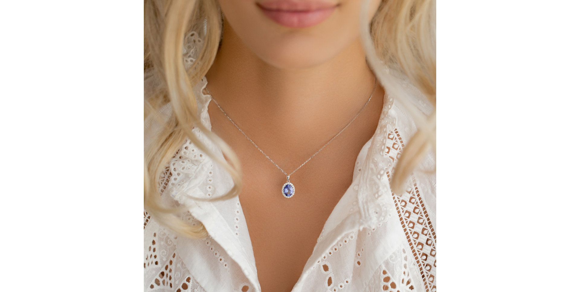 Diamond pendant with Tanzanite Princess