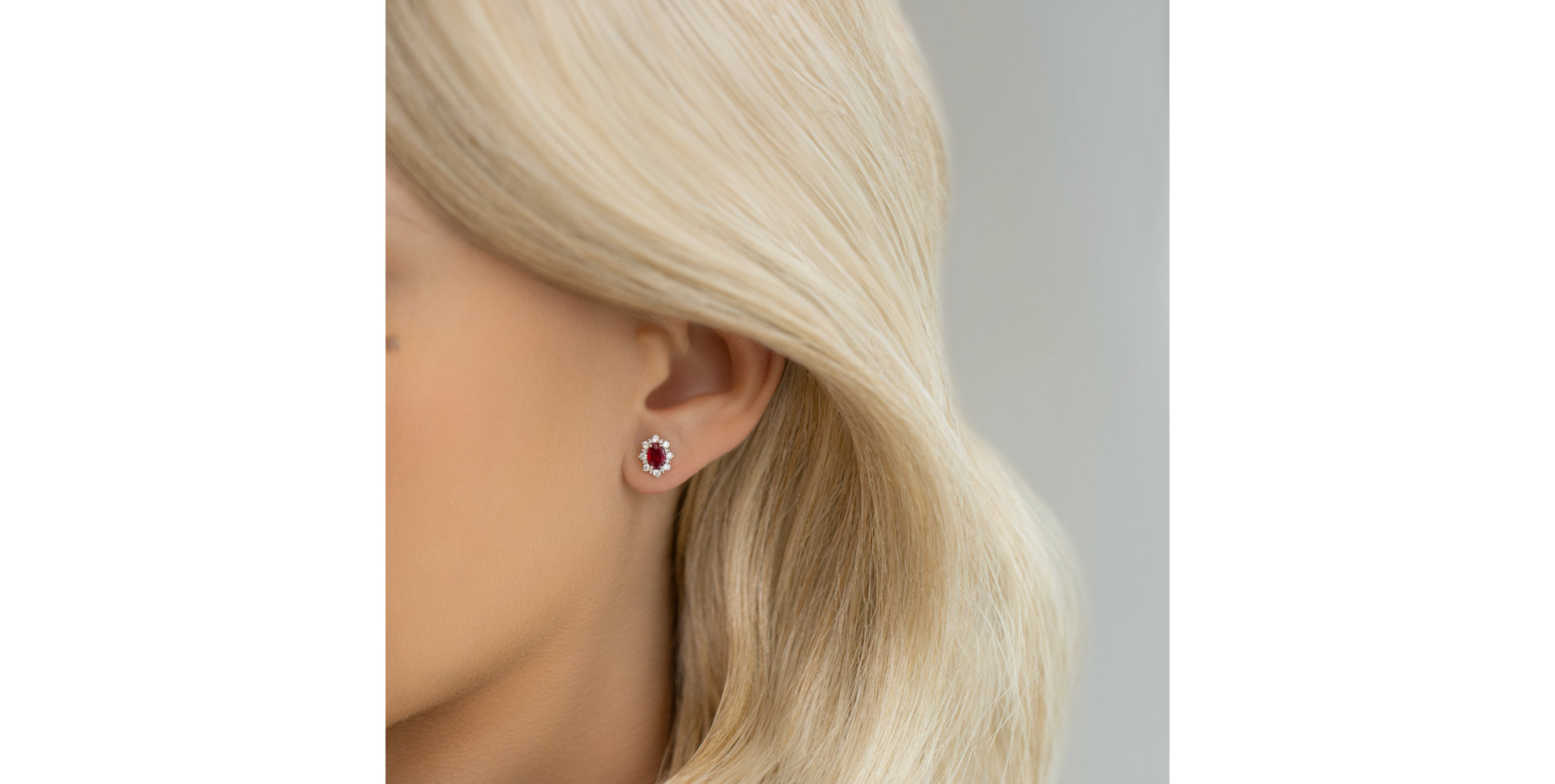 Diamond earrings with Ruby Royal Aurora