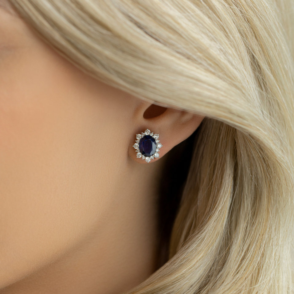 Diamond earrings with Sapphire Royal Aurora