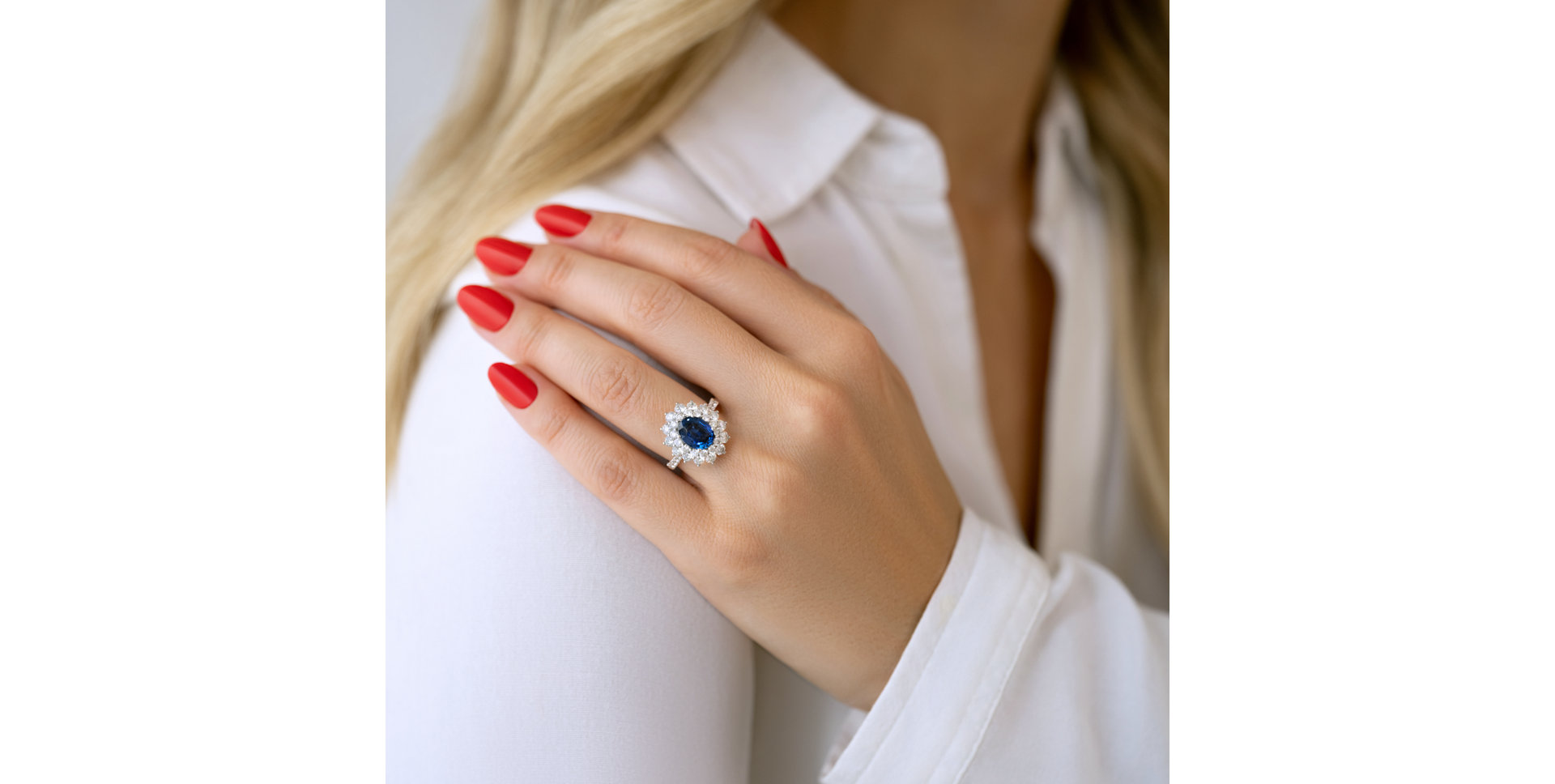 Diamond ring with Sapphire Princess Hope