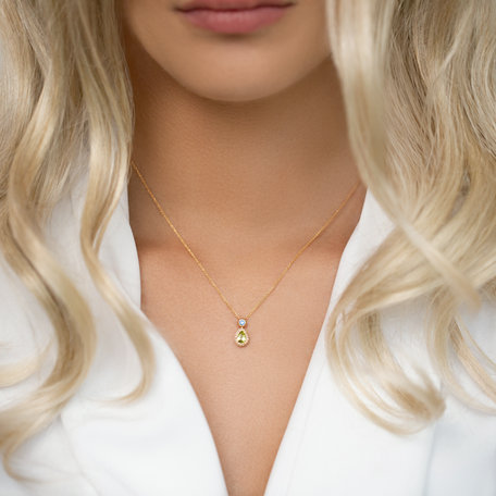 Diamond necklace with Peridote and Sapphire Charme
