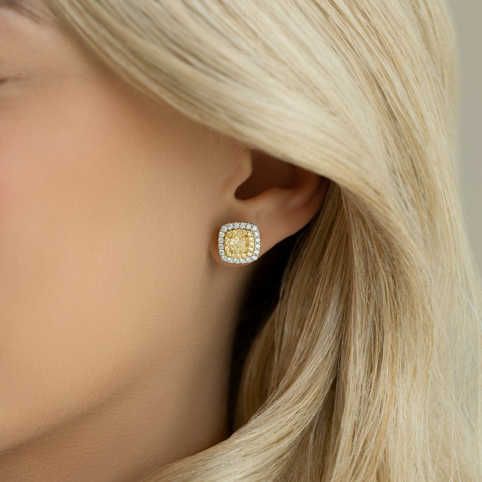 Earrings with yellow and white diamonds Sunny Day