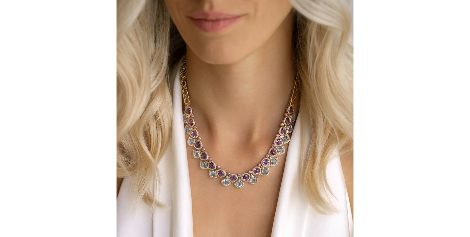 Diamond necklace with gemstones Shadowplay