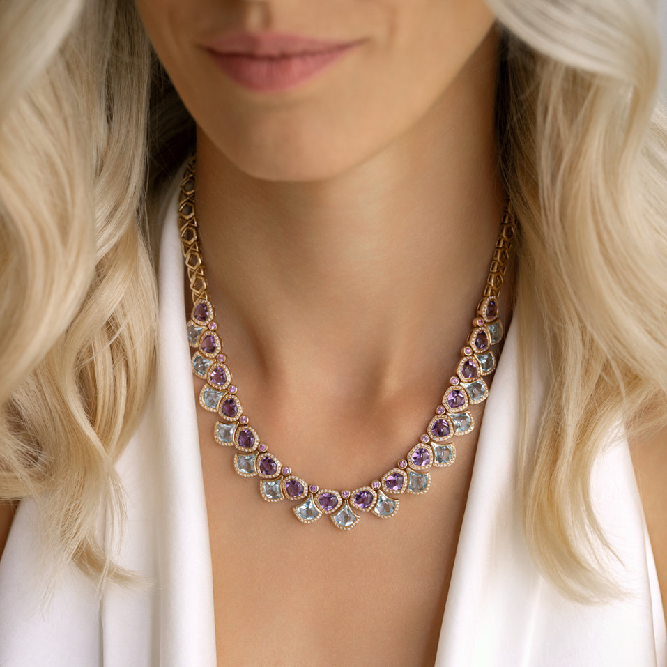 Diamond necklace with gemstones Shadowplay