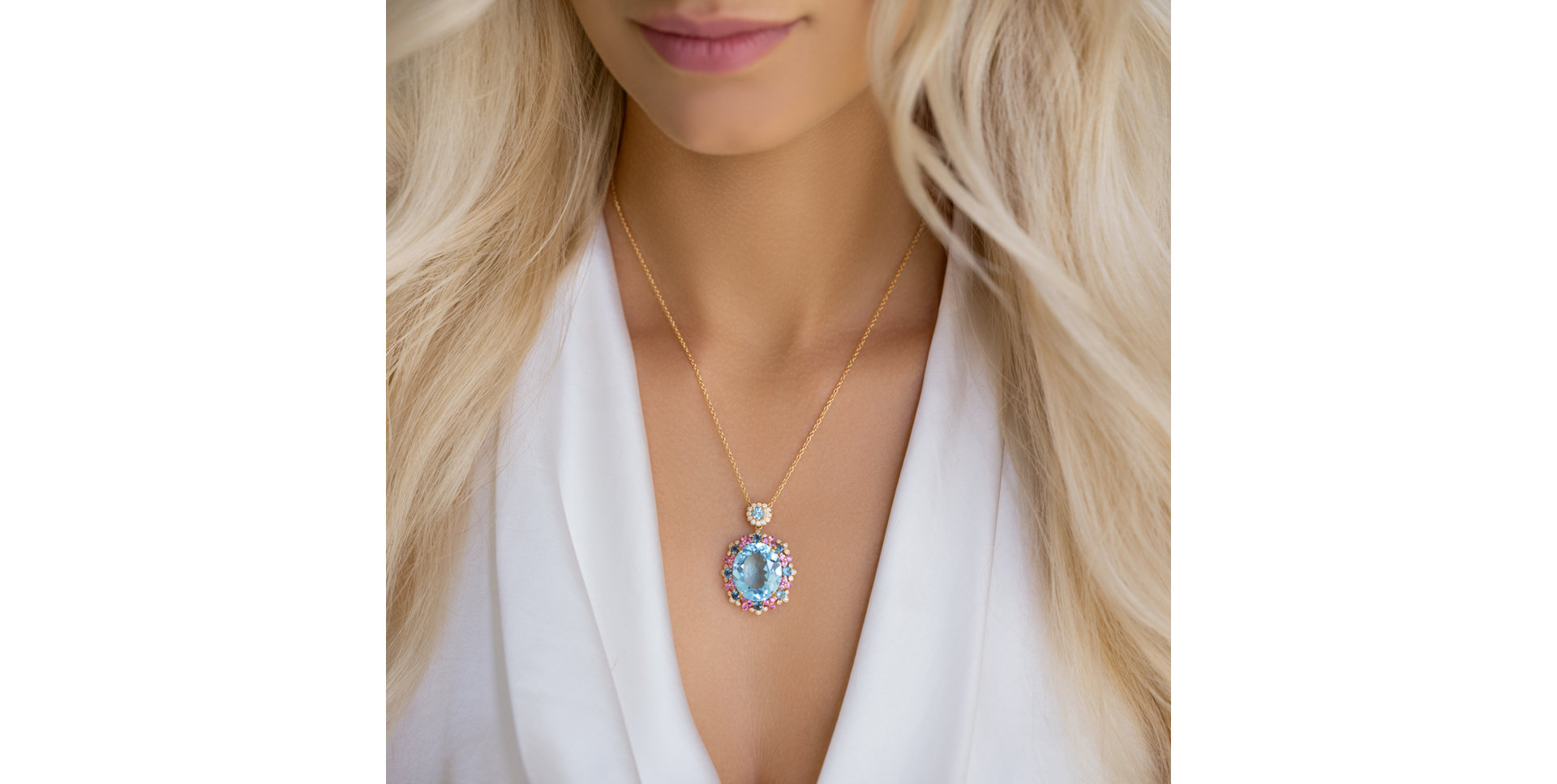 Diamond necklace with gemstones Memories