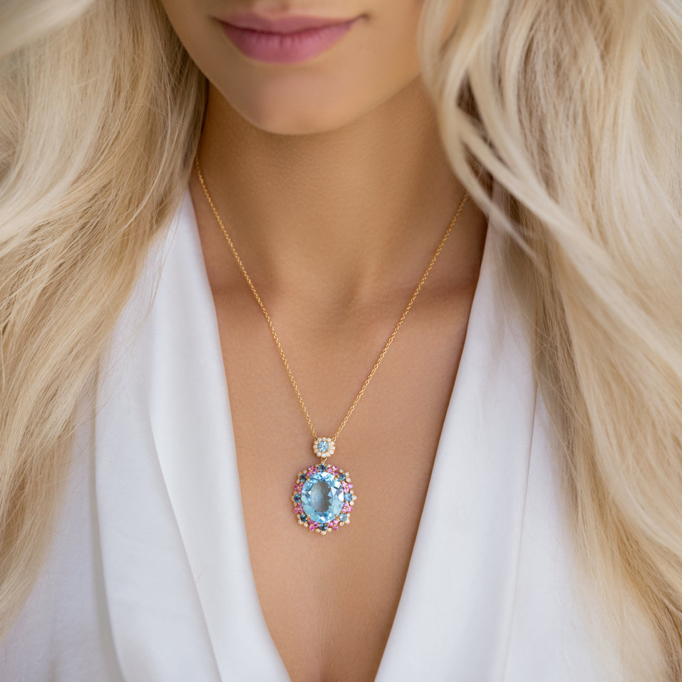 Diamond necklace with gemstones Memories