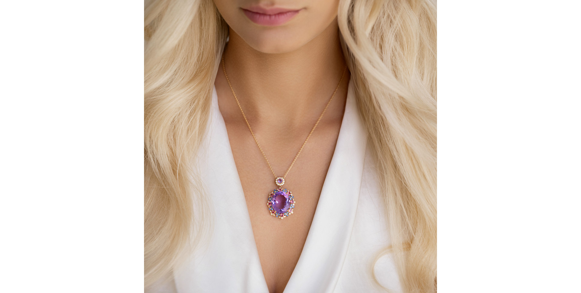 Diamond necklace with Amethyst, Sapphire and Tourmalíne Memories