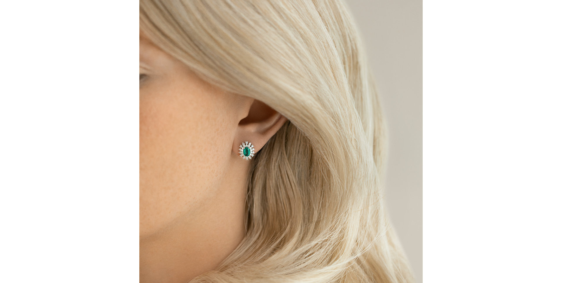 Diamond earrings with Emerald Fairytale Goddess