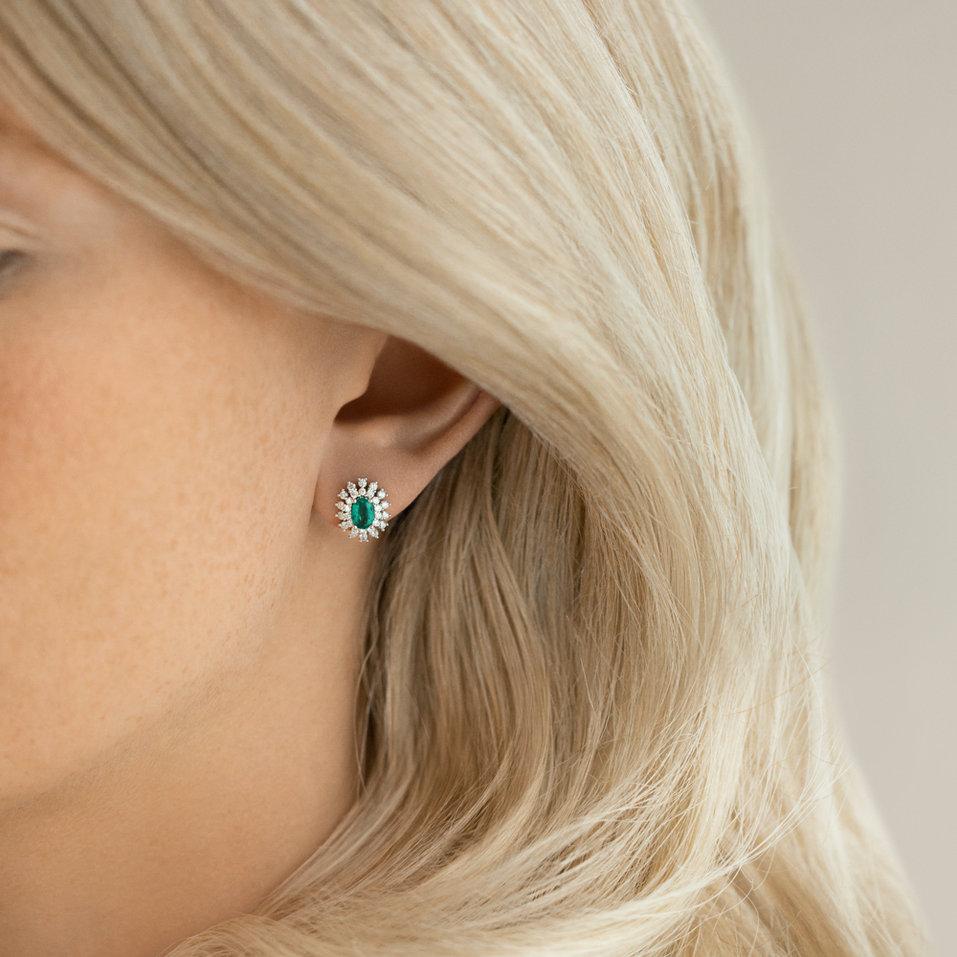 Diamond earrings with Emerald Fairytale Goddess