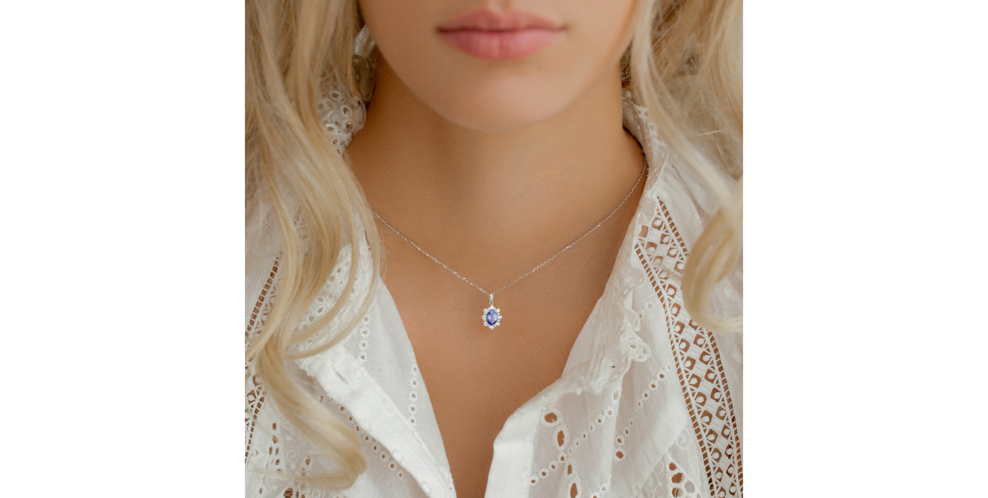 Diamond pendant with Tanzanite Princess