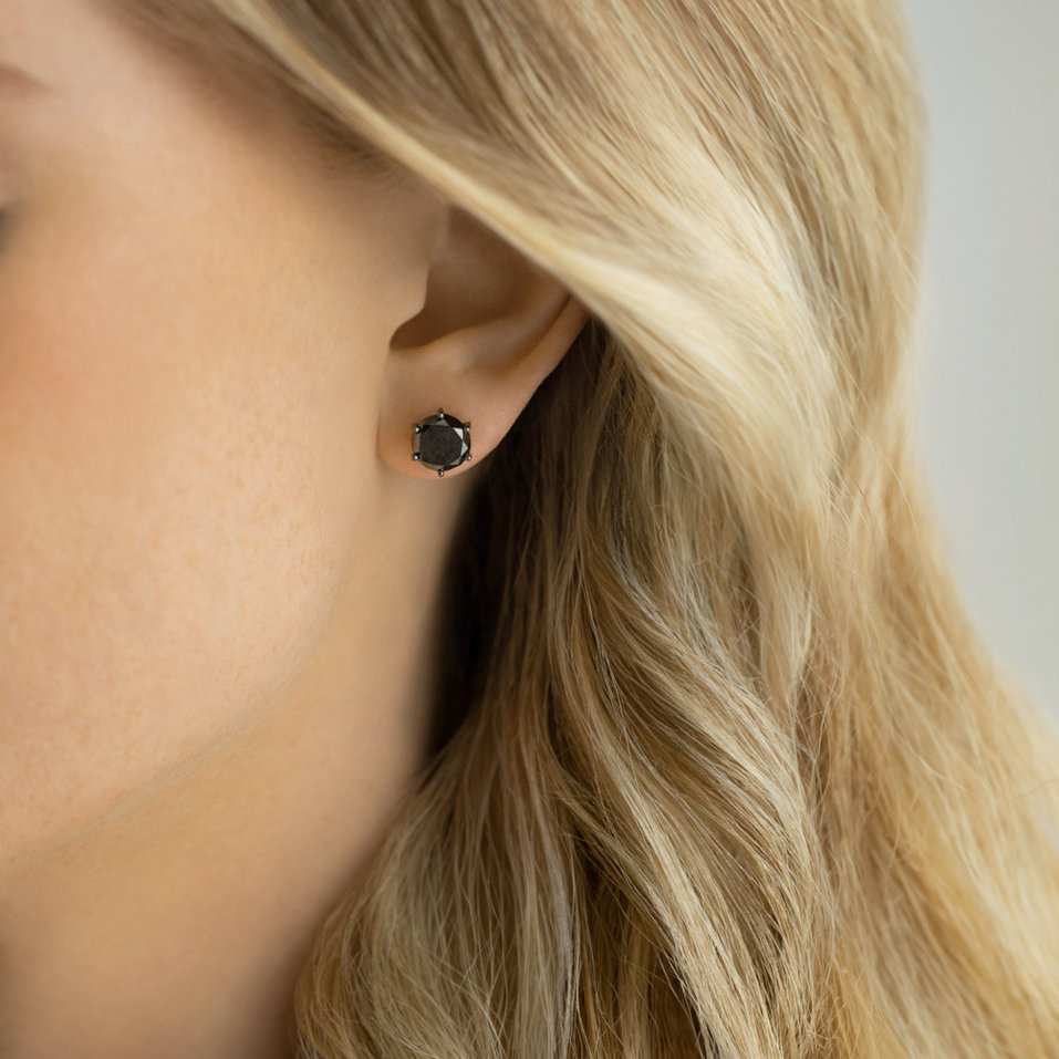 Earrings with black diamonds Vesper Romance