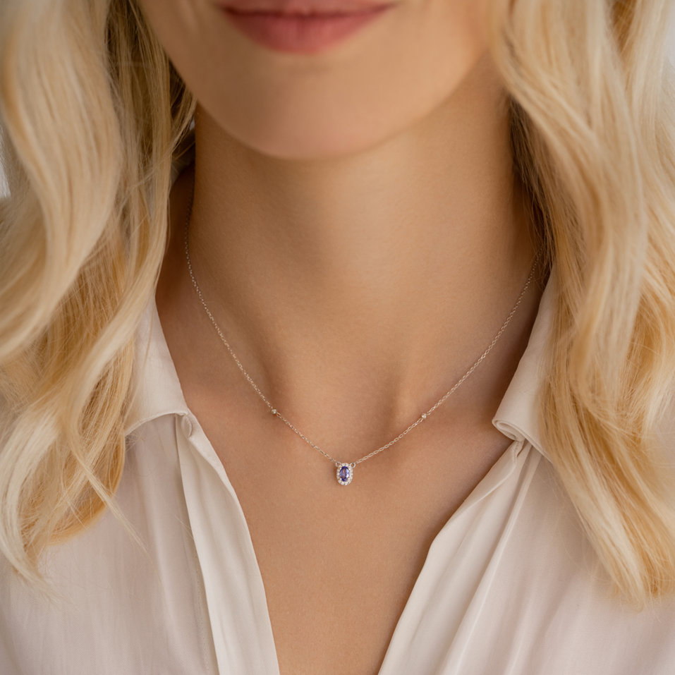 Diamond necklace with Tanzanite Space Gem