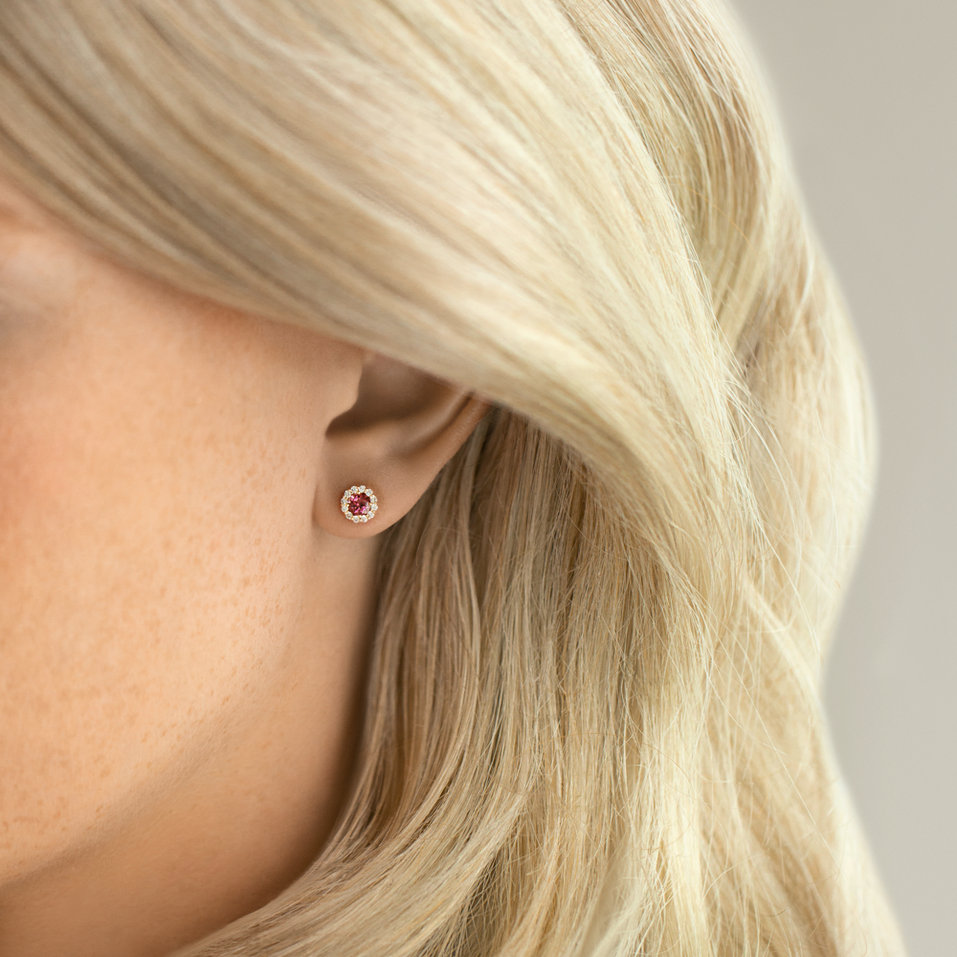 Diamond earrings with Garnet Bloom Spark