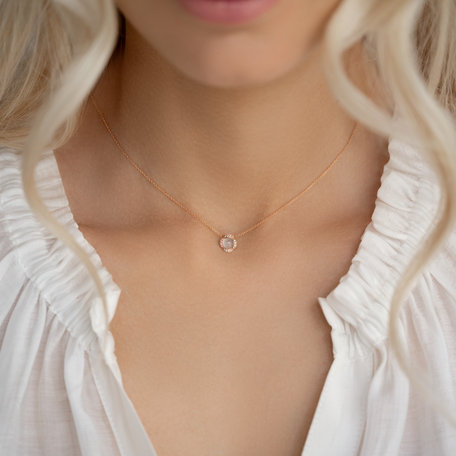 Diamond necklace with Rose Quartz Genevieve