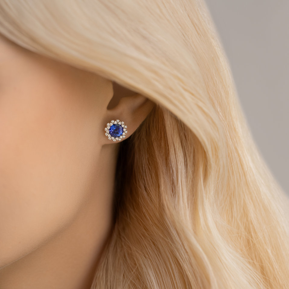 Diamond earrings with Tanzanite Honorable Mind