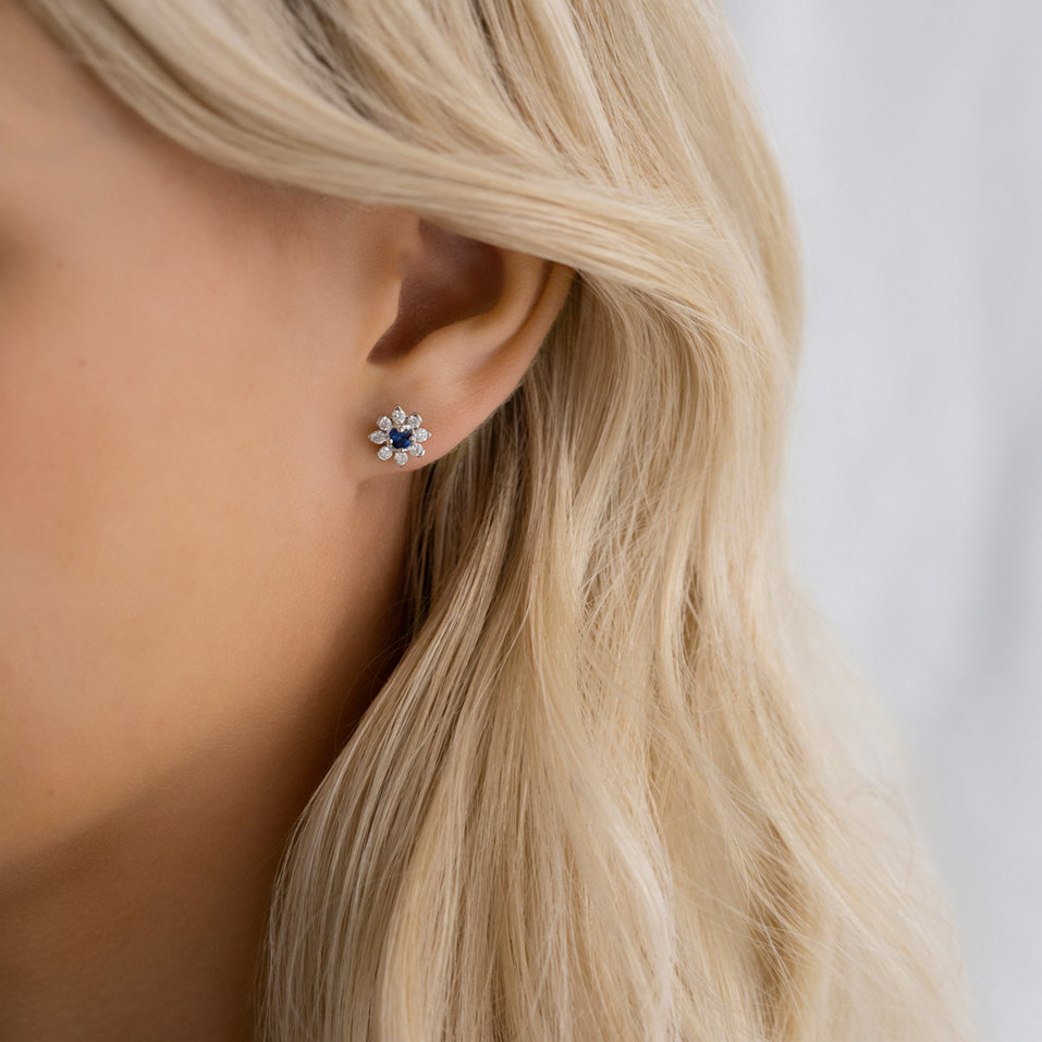 Diamond earrings with Sapphire Frozen Sapphire