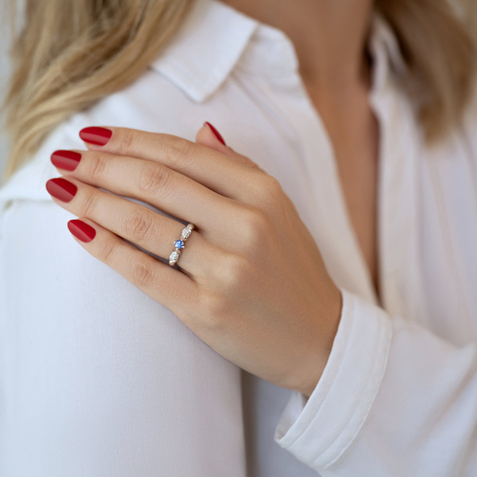 Diamond ring with Tanzanite Enchanting Moon