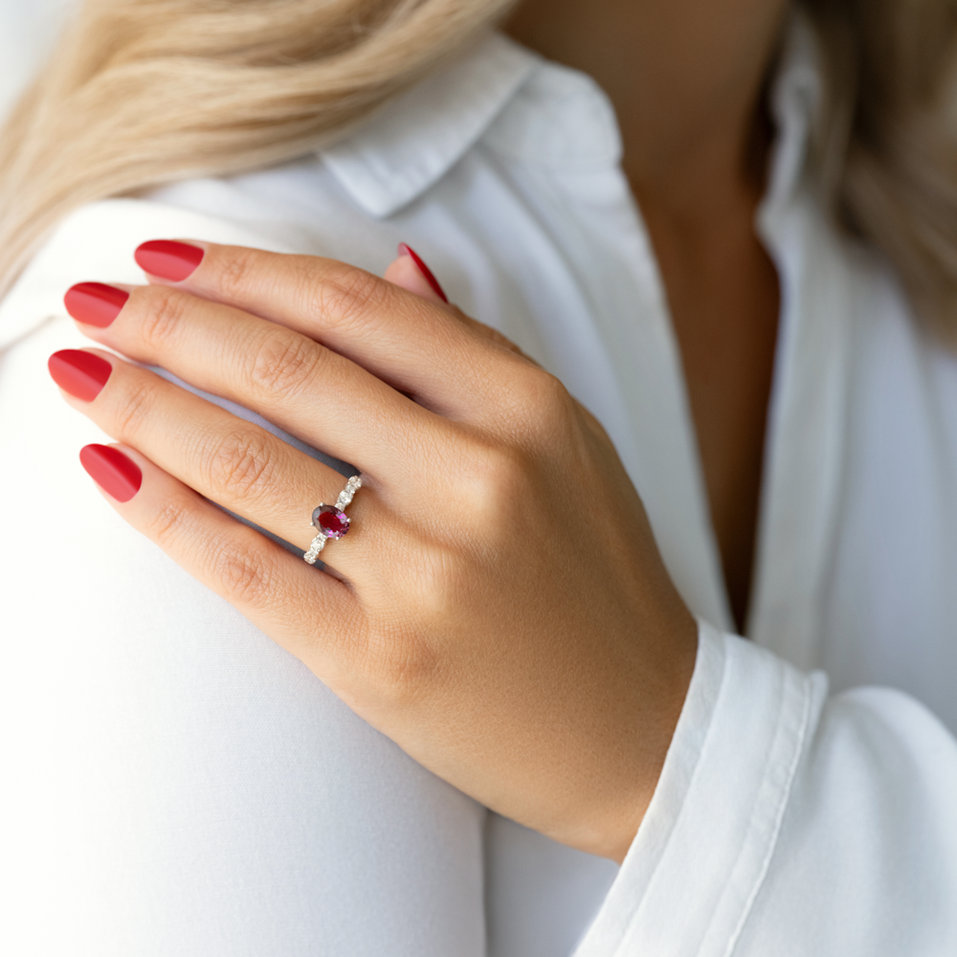 Diamond ring with Tourmalíne Orion Mosaic