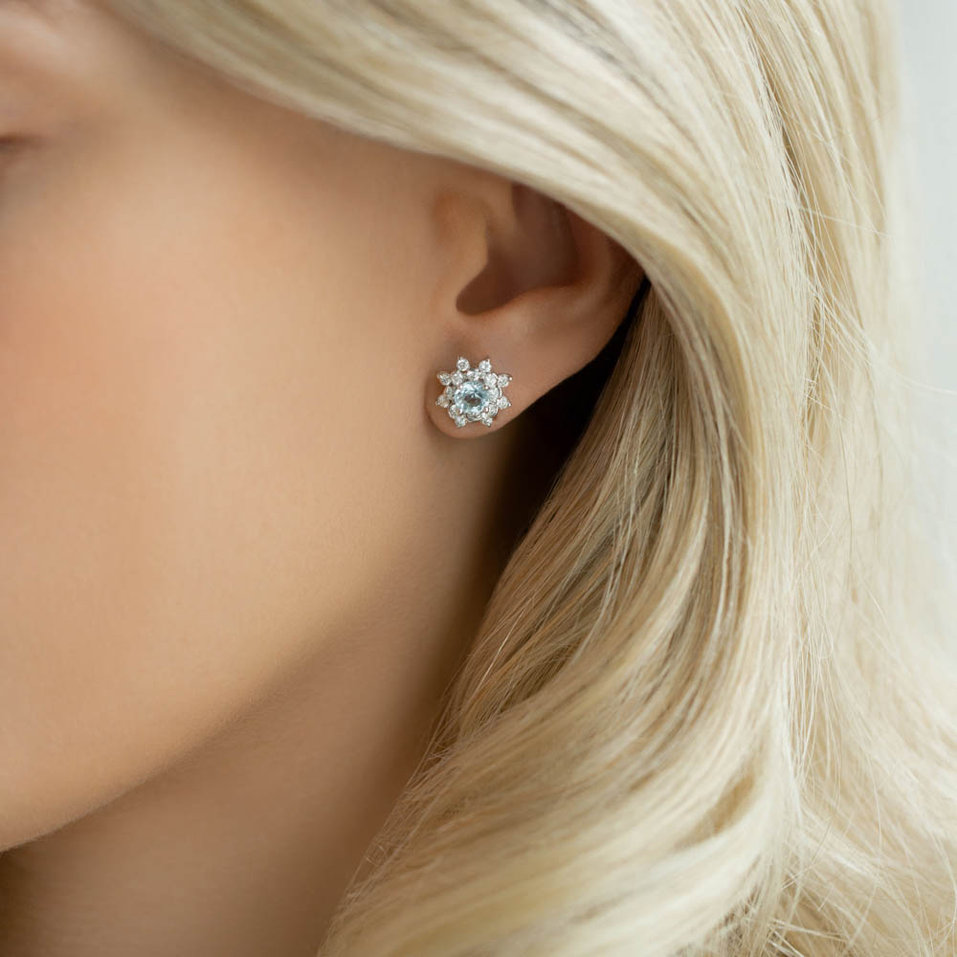 Diamond earrings with Topaz Frozen Sky