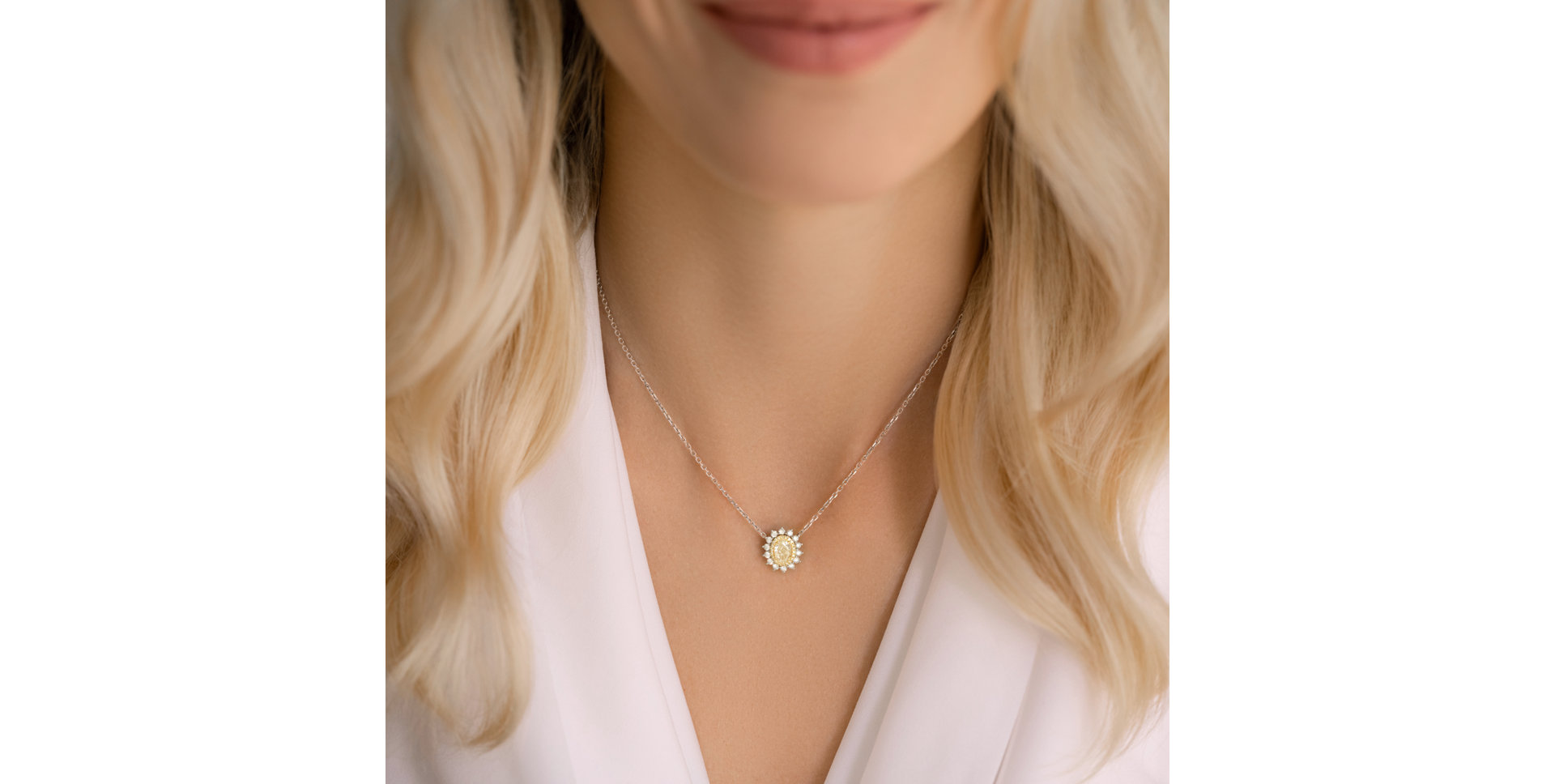 Necklace with yellow and white diamonds Sunshine Goddess