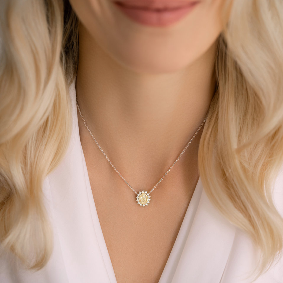 Necklace with yellow and white diamonds Sunshine Goddess