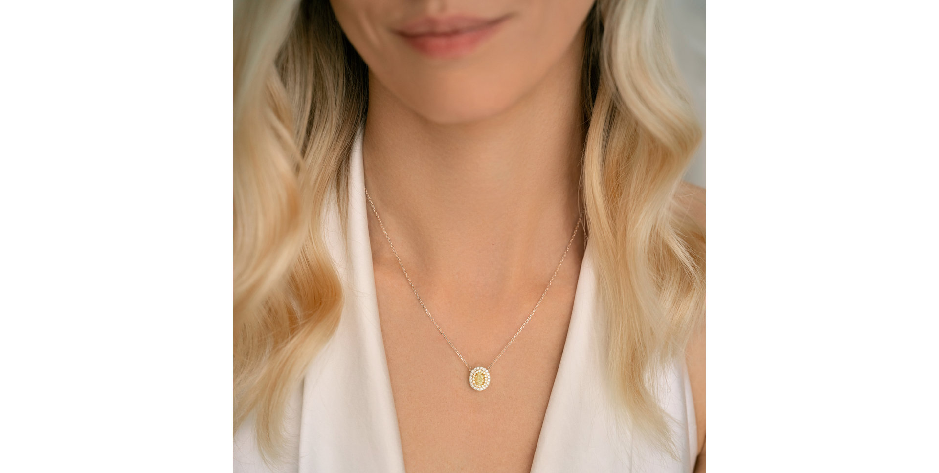Necklace with yellow and white diamonds Sunshine Goddess