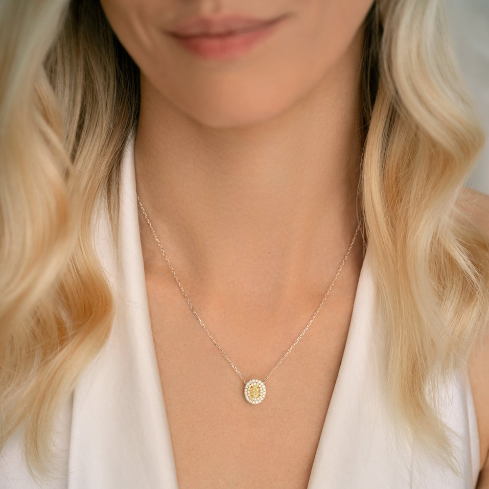 Necklace with yellow and white diamonds Sunshine Goddess