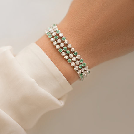 Diamond bracelet with Emerald Clémence