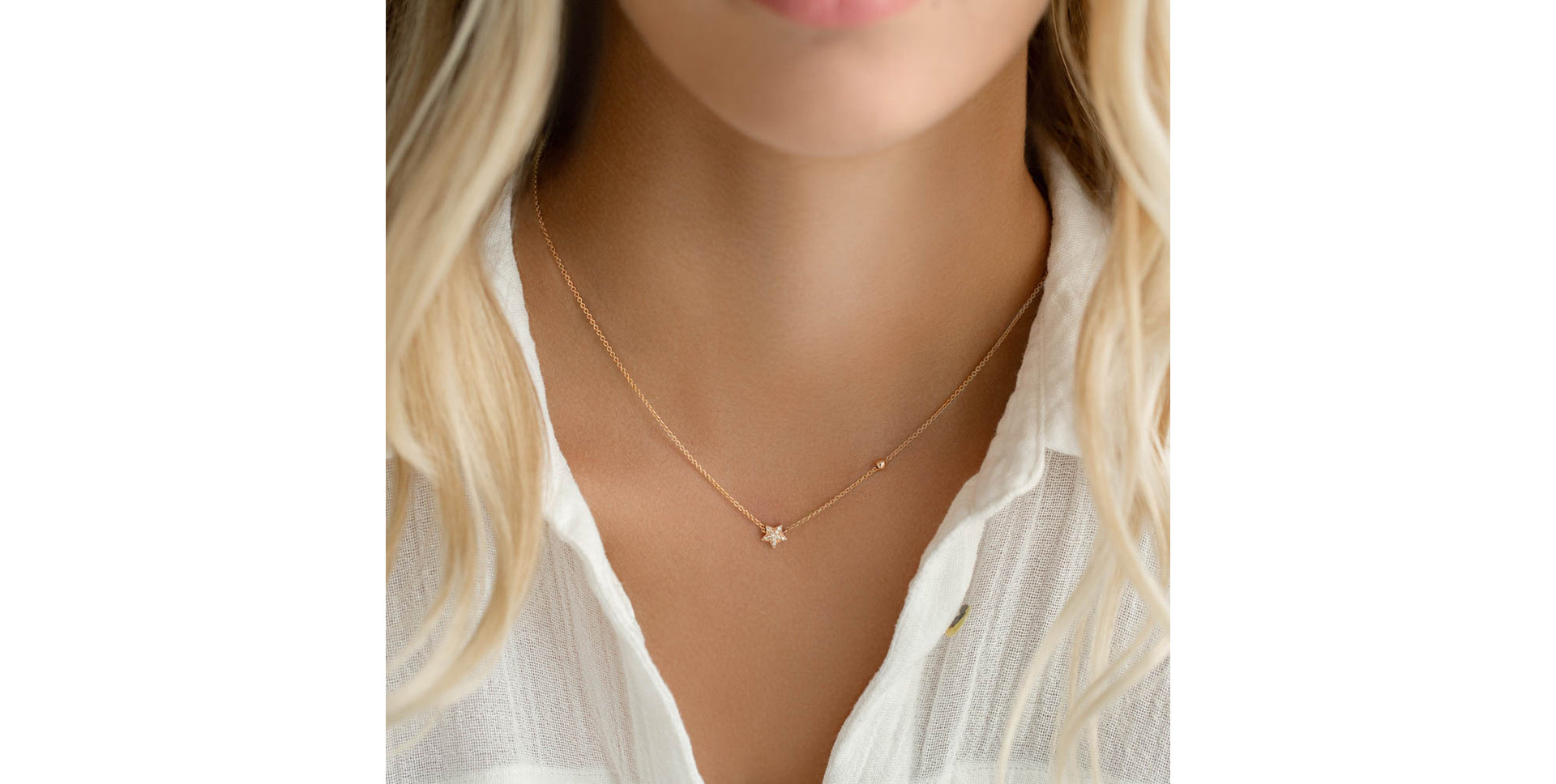 Necklace with brown and white diamonds Star Waterfall