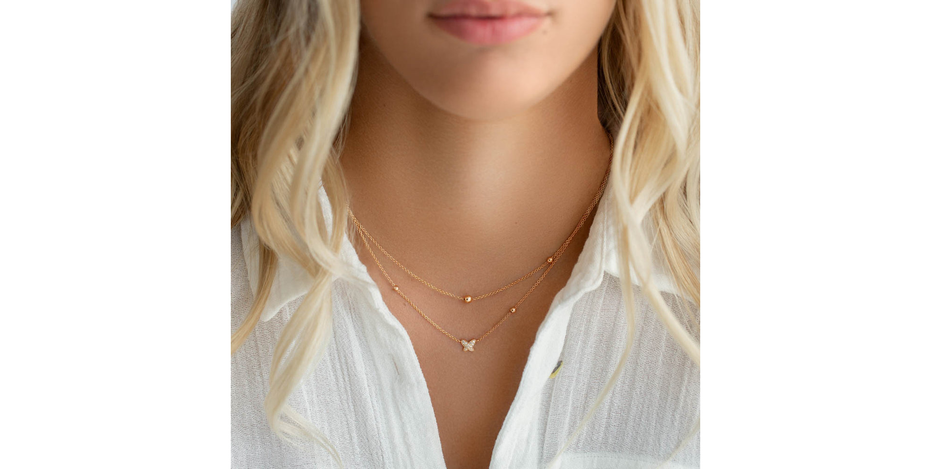 Necklace with brown and white diamonds Star Waterfall