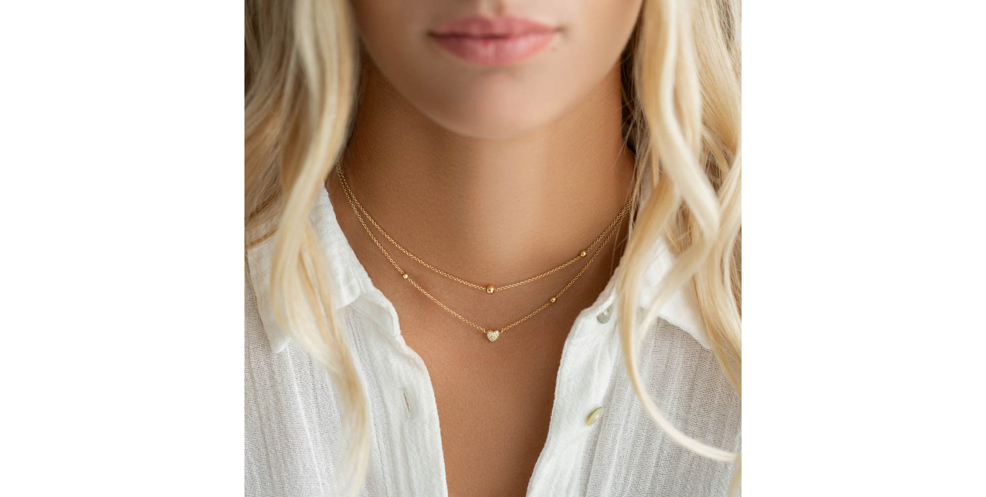 Necklace with black and white diamonds Tender Heart