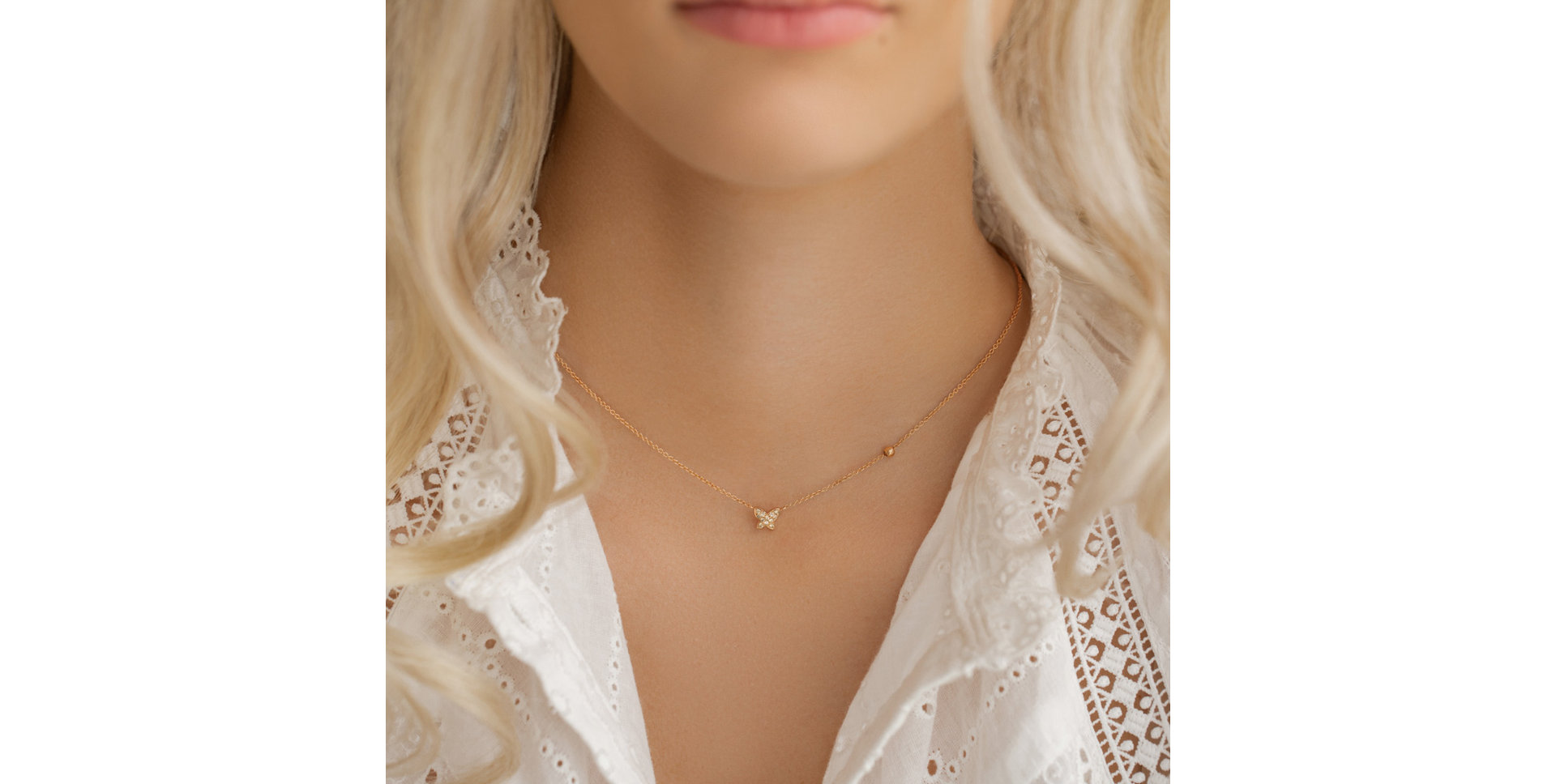 Necklace with brown and white diamonds Star Waterfall